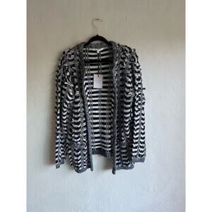 Anthropologie Endless Rose Woman Black/ White Open Front Cardigan, Size …